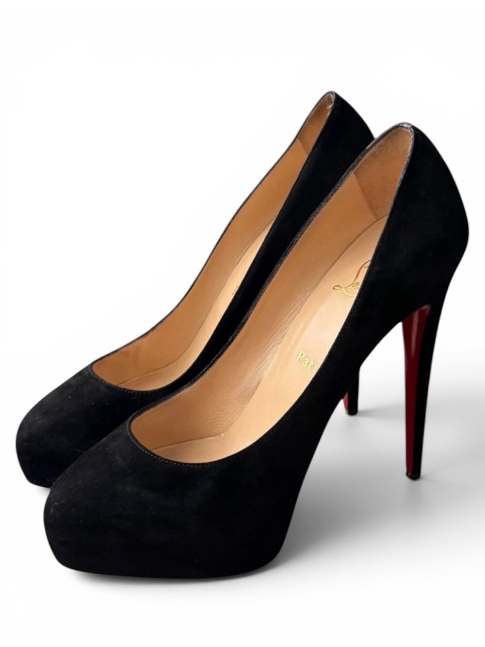 Christian Louboutin Black Suede Pointed-Toe Heels